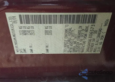 2010 Nissan Maxima 3.5 Sv из США, поврежденный, VIN 1N4AA5APXAC806573